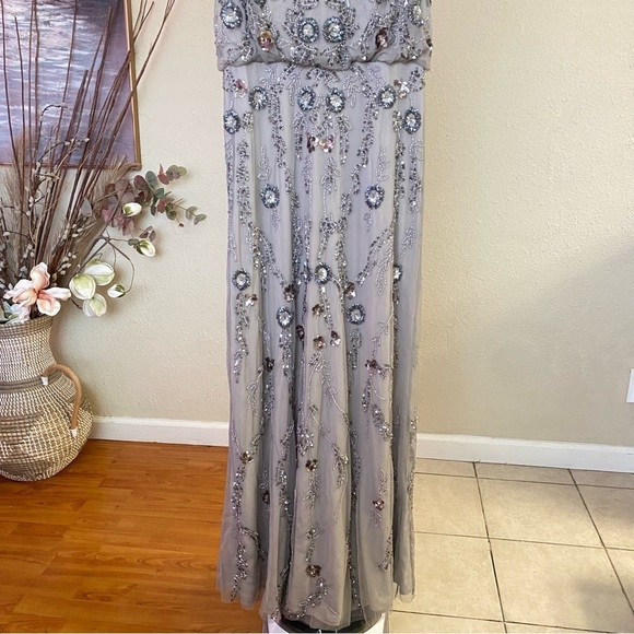 Adrianna Papell Floral Beaded Gown Serenity Multi size 4 - Picture 9 of 16